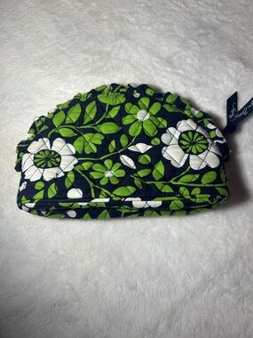 Vera Bradley Navy, Green & White Quilted Floral Makeup Pouch